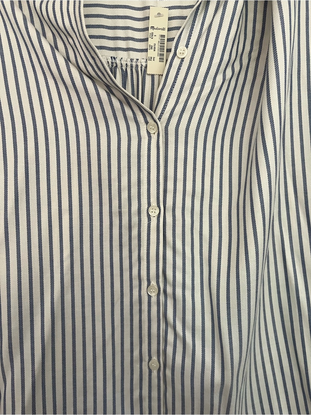Madewell White Button-Down Shirt with light blue Vertical Stripes - Picture 4 of 4